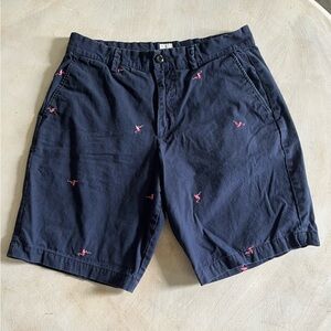 Gap Embroidered Flamingo Shorts, Navy/Pink, Size 30